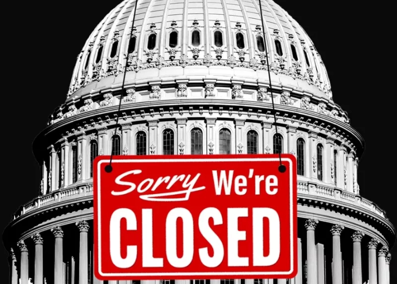 Capital Building with closed sign