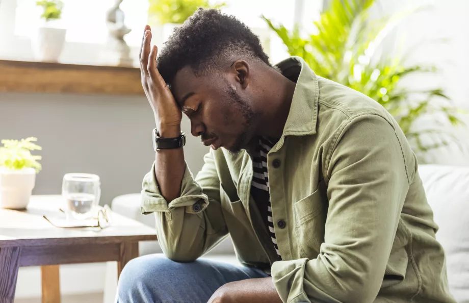 Young distressed black man