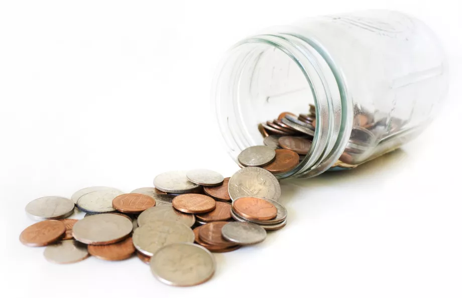 Jar with metal coins