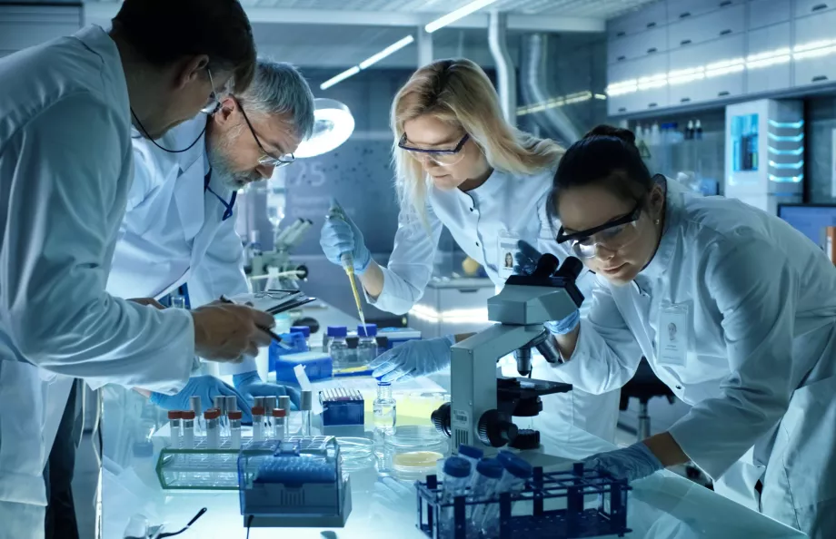 A group of scientists working in a lab