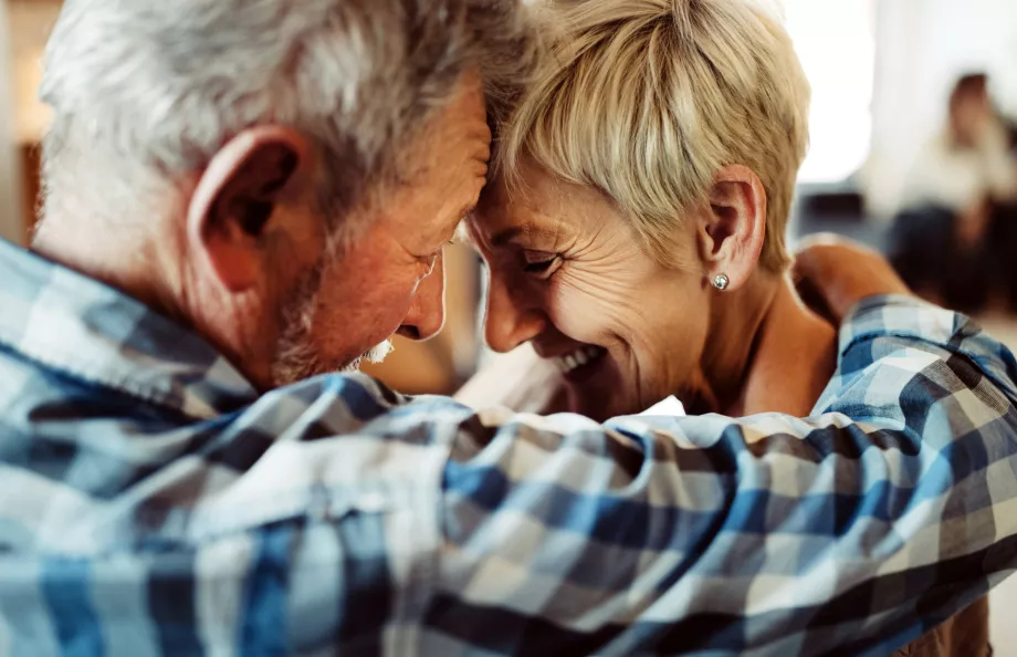 man and woman embracing