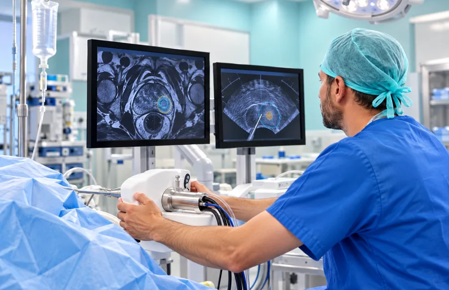 doctor performing focal therapy for prostate cancer