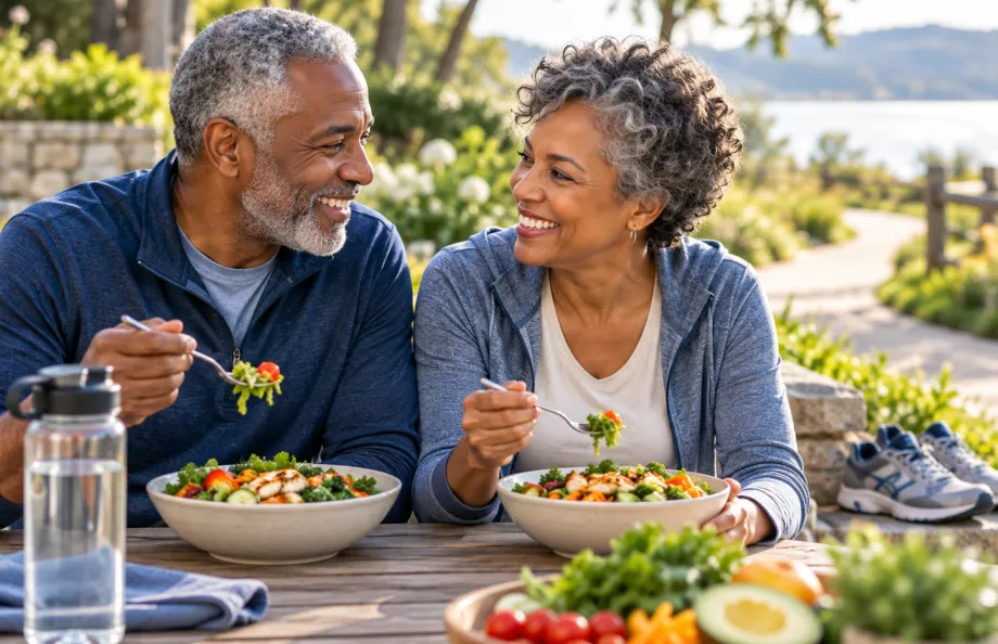 image of a couple eating lunch together
